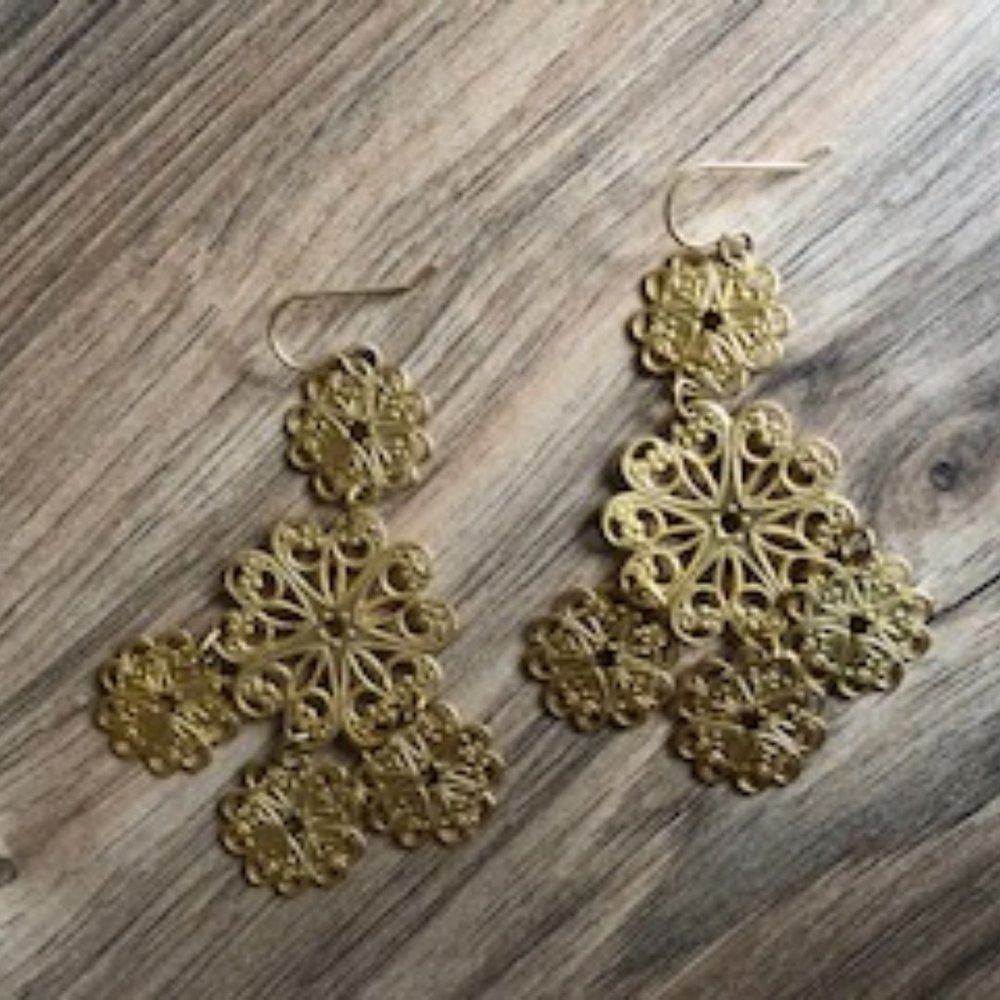 GOLD TONE PIERCED EARRINGS